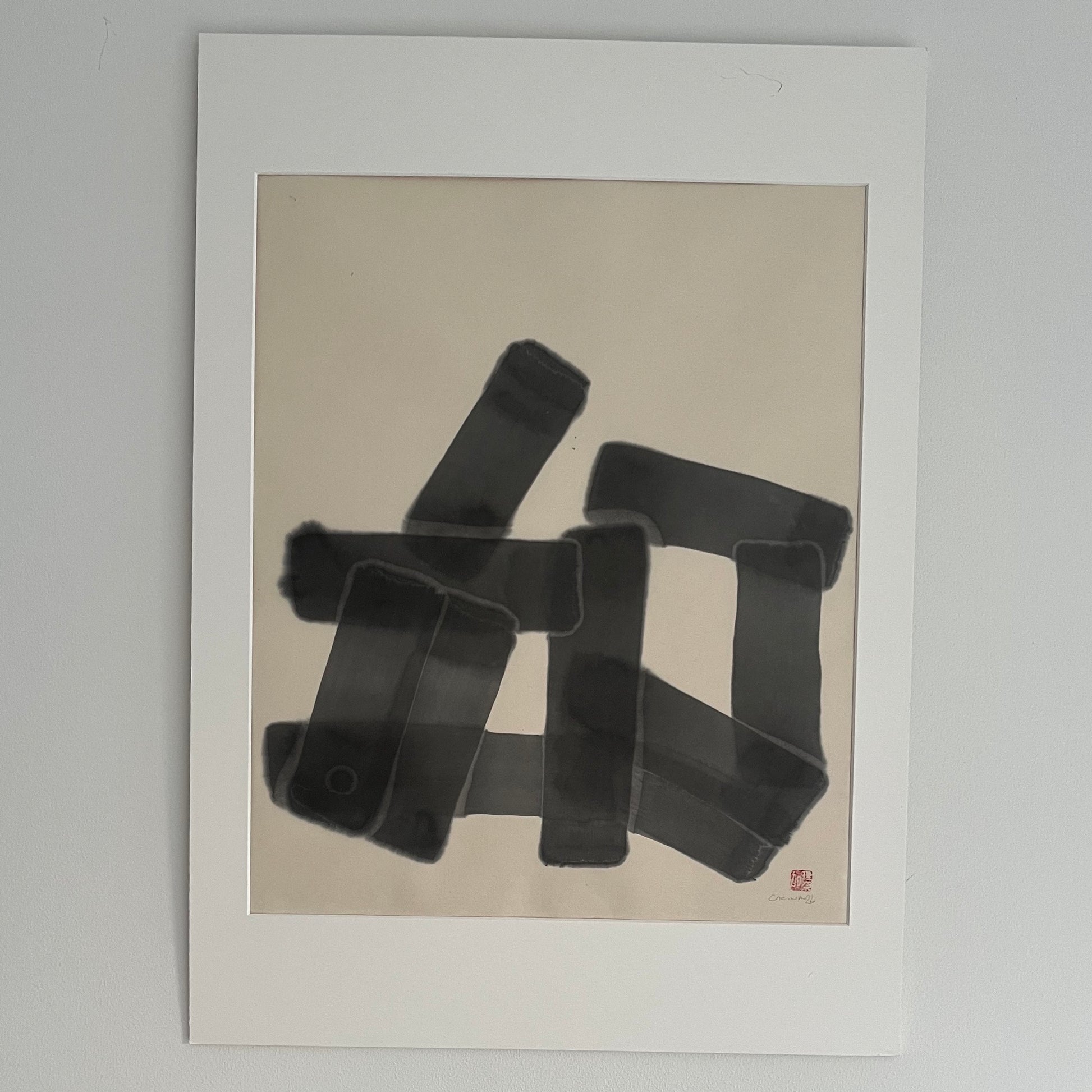 Original wabi-sabi Sumi ink painting on Washi paper by Carina Kinnman — As Found