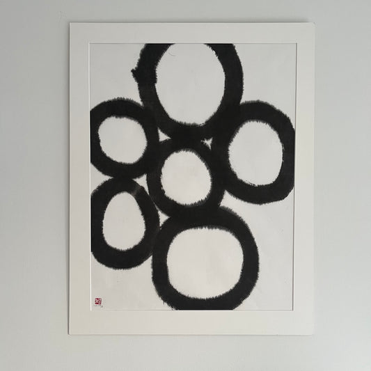 Large-format wabi-sabi Sumi ink painting exploring form by Carina Kinnman — Crystallisation