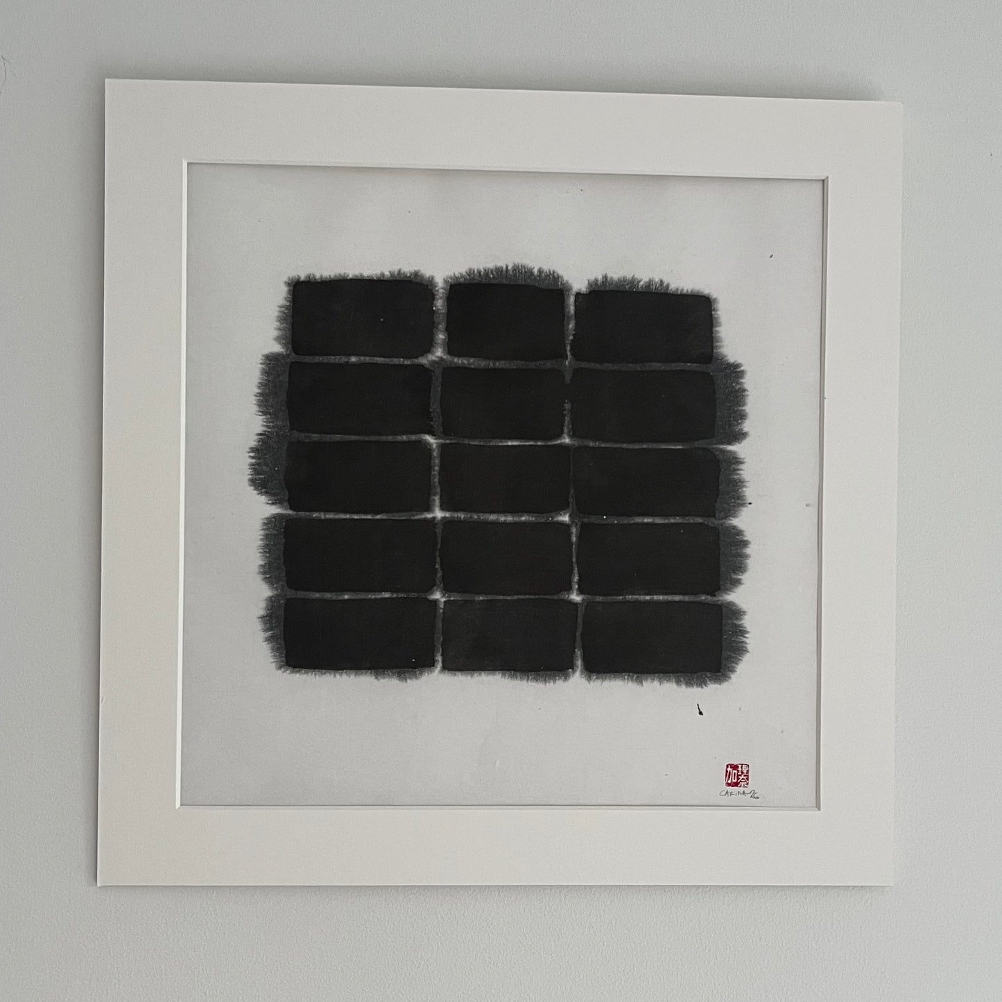 Nature-inspired wabi-sabi Sumi ink painting on Washi paper by Carina Kinnman — Fallow